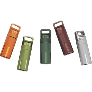 Aluminum alloy waterproof capsule container outdoor survival EDC pill box storage bottle.