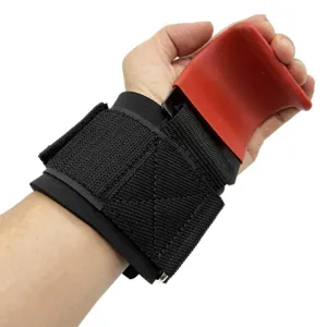 Fitness weightlifting wrist support strap with red lifting hook for gym training protection