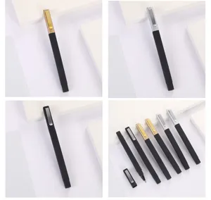 Square plastic ballpoint pen with metal clip black barrel custom promotional office gift