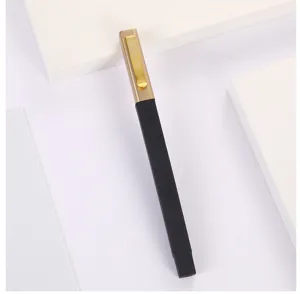 Square plastic ballpoint pen detail showcasing the unique geometric shape and dual-tone finish.