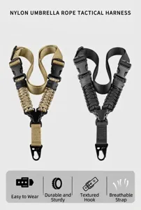 Nylon umbrella rope tactical strap outdoor single point rifle sling tactical harness for cs.