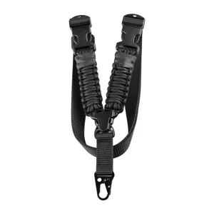 Tactical paracord single point gun sling black outdoor rifle shoulder strap heavy duty