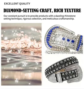 Rhinestone belt detail showing sparkling crystal inlay, exquisite craftsmanship and style.