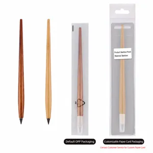 Wooden everlasting pencil without sharpening, durable sketch writing pen with custom card packaging.