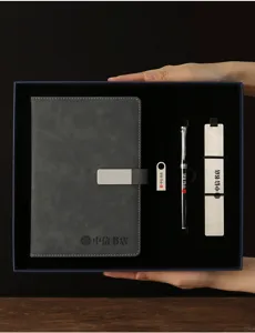 Coffret cadeau d'affaires carnet stylo en métal clé USB marque-page élégante boîte