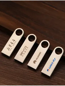 Clé USB en métal personnalisée cadeau d'affaires promotionnel avec trou d'anneau.