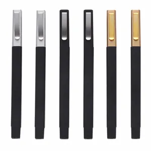 Square plastic ballpoint pen with rubberized coating and metal clip, promotion pen.