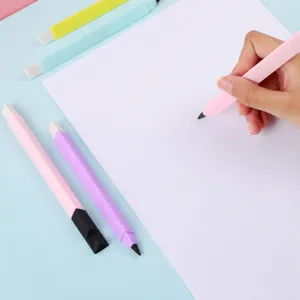 Inktloze eeuwige potlood met gum, gladde schrijven geen grafiet tekenpen voor studenten en school.