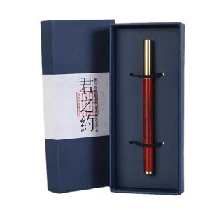 Set de bolígrafo roller de madera y metal de lujo con caja de regalo para oficina.