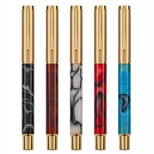 Stijlvolle creatieve acryl vulpen met gouden dop perfect voor zakelijke geschenken.
