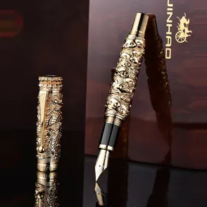 Stylo-Plume en Métal avec Relief de Dragon de Style Chinois Rétro Cadeau d'Affaires Stylo d'Écriture de Calligraphie Pour Étudiants Bureau