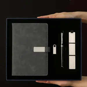 Coffret Cadeau d'Affaires Carnet A5 Stylo Métal Clé USB Souvenir d'Entreprise Boîte Cadeau Papeterie de Bureau