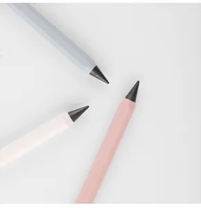 Pastel inkless eternal pencil detail shot, durable graphite writing tool for students.