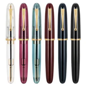 Jinhao Dadao Stylo Plume en Résine Stylo à Encre Capuchon Spirale Plume Iridium Stylo d'Écriture Calligraphie Boîte Transparente Cadeau