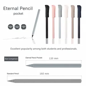 Eternal pencil pocket with leather cap, 120mm aluminum alloy shaft, everlasting leadless writing.