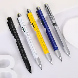 Πολυλειτουργικό Μεταλλικό Στυλό Ballpoint Με Κατσαβίδι Χάρακα Stylus Αλφάδι Επαγγελματικό Εργαλείο Γραφείου Γραφής