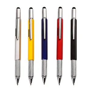 Πολυλειτουργικό μεταλλικό στυλό 6 σε 1 με stylus, χάρακα και κατσαβίδι εργαλείο.