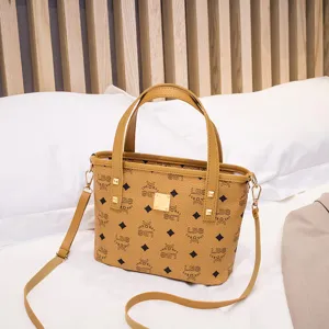 Klassische Damen Leder Shopper Tasche stilvolle Monogramm Umhängetasche lässige Handtasche.