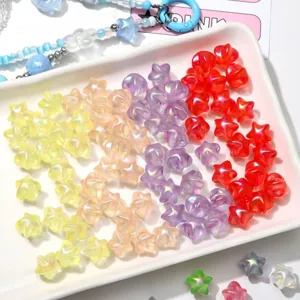 Cuentas sueltas de estrella pentagrama electroplacadas mate acrílicas accesorios de joyería DIY