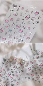 Détails des autocollants d'ongles cœur étoile lune TENSOR, déco gel UV en relief.