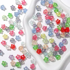Cuentas de estrella acrilicas mate coloridas para hacer joyas DIY, pulseras y collares.