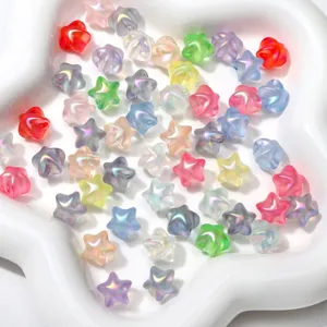 Cuentas de acrilico mate de estrella coloridas para joyeria artesanal y cadenas movil