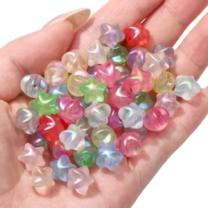 Cuentas sueltas de estrella iridiscentes mate acrilico colorido para joyas de bricolaje hechas
