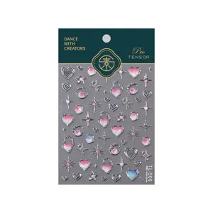 TENSOR autocollants d'ongles gaufrés cœur étoile lune style cool TL500 décalcomanies nail art
