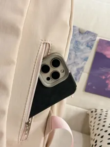Sac à dos rose clair minimaliste décontracté grande capacité cartable pour voyage