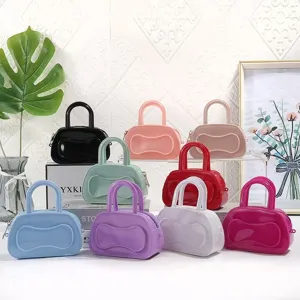 Women PVC Jelly Bag Transparent Boston Handbag Casual Solid Color Single Shoulder Crossbody Bag Fashion Chic Top Handle Bag