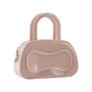 Stylish PVC jelly handbag for women, casual Boston bag with double handles and cute design.