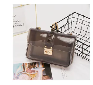 Clear PVC Crossbody Bag Studded Chain Handbag Stylish Transparent Shoulder Bag Detail
