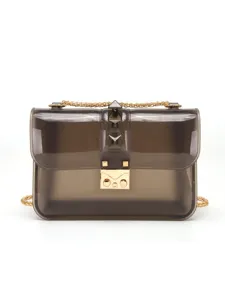 Fashion Niche Design Transparent PVC Crossbody Bag Women Versatile Jelly Bag Chic Chain Handbag Tote Bag