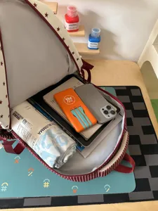 Korean style canvas backpack, cute star pattern school bag for casual commuting and student use.