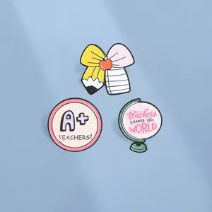 Teacher Enamel Brooch Pin Cute Alloy Lapel Badge Cartoon Brooches Jewelry Accessories For Women Men Teacher Day Gift
