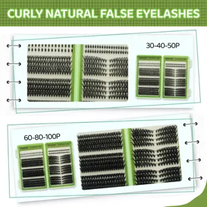 DIY individual false eyelashes cluster natural curly volume eyelashes 30-100P detail view