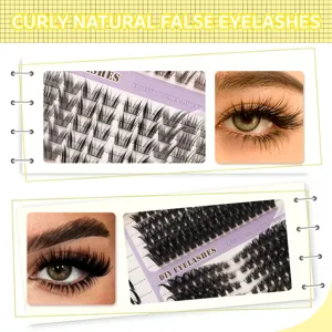 Curly natural false eyelashes segmented DIY lash extensions fluffy volume fake eyelashes makeup