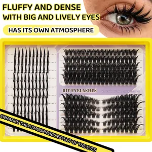 DIY segmented false eyelashes set with fluffy volume and natural curly look for makeup.
