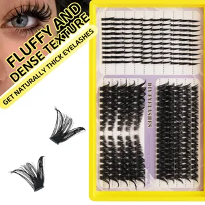 Segmented DIY false eyelashes, natural curly dense cluster lashes for daily makeup use.