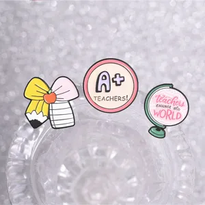 Teacher enamel pins set, cute A+ badge and globe brooch for school festival backpack decor.