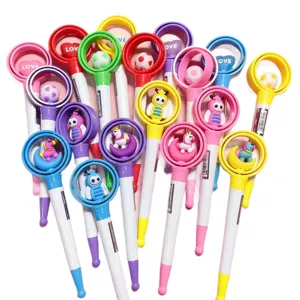 Leuke cartoon roterende decompressie gelpen, creatieve studenten antistress speelgoed pen.