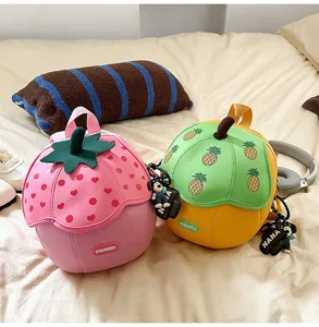 Mochila infantil bonita diseño de fruta fresa piña bolsa escolar casual para niños niñas