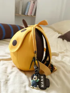 Mochila infantil amarilla con forma de fruta para niños de guardería con llavero adorable y bonito.