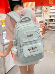Ins Campus Stil Kontrastfarbe Mehrfächer Student Schule Rucksack Lässige Nylon Große Kapazität Schultasche Für Jugendliche