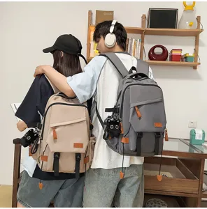 Mochila escolar de lona elegante estilo coreano gran capacidad bolso escolar para hombres vista