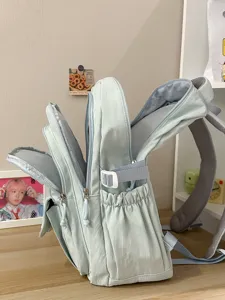 Ins-Stil mintgrüner Student Rucksack mit vielen Fächern, große Kapazität Freizeit Schulranzen.