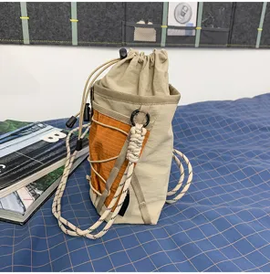 Outdoor hiking drawstring water bottle bag shoulder crossbody bag for men and women