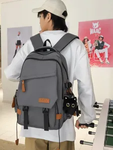 Gran Capacidad Impermeable Nylon Mochila Escolar Casual Color Sólido Bolsa de Viaje Para Estudiantes Adolescentes