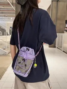 Outdoor hiking water bottle bag crossbody phone bag for travel daily sports use purple