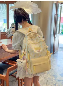 Cute canvas backpack for school girls, casual lightweight travel daypack with lovely prints.